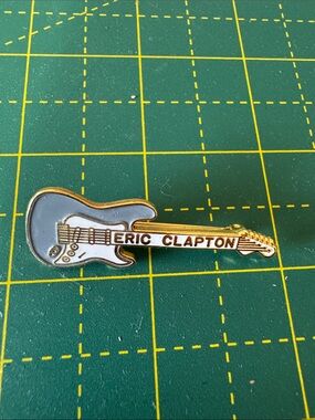Eric Clapton Guitar Enamel Pin - Light Blue & Gold